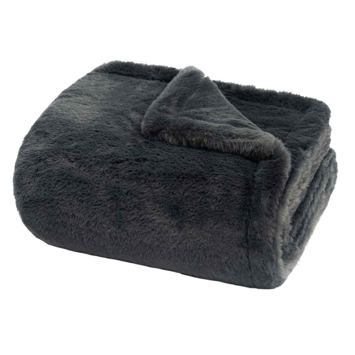Throw Blanket | Double-Sided Faux Fur - 50x60 - Dark Gray 