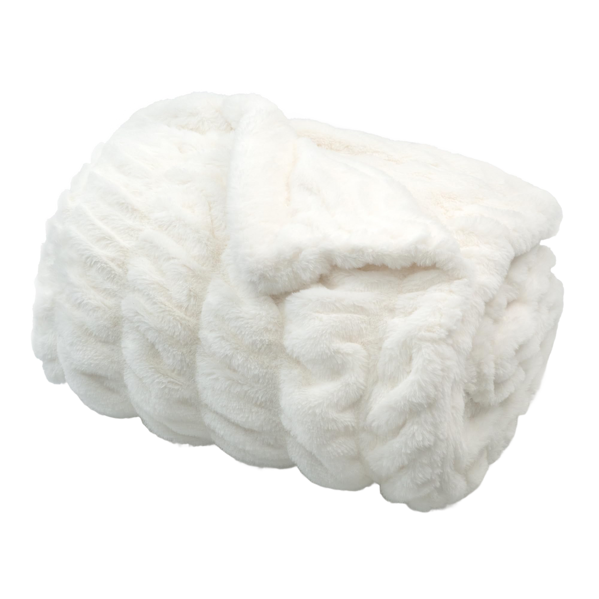 Throw Blanket | Ruched Faux Fur - 50x60 - White 
