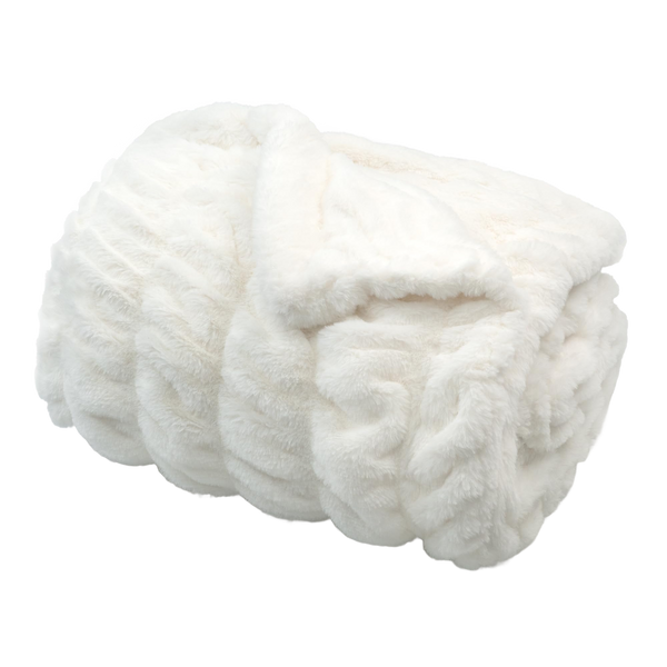Throw Blanket | Ruched Faux Fur - 50x60 - White
