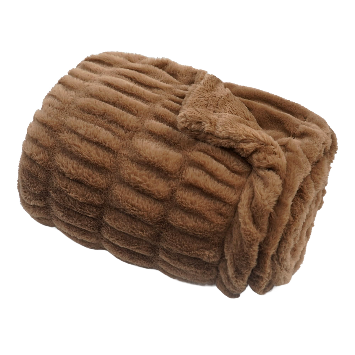 Throw Blanket | Ruched Faux Fur - 50x60 - Brown 