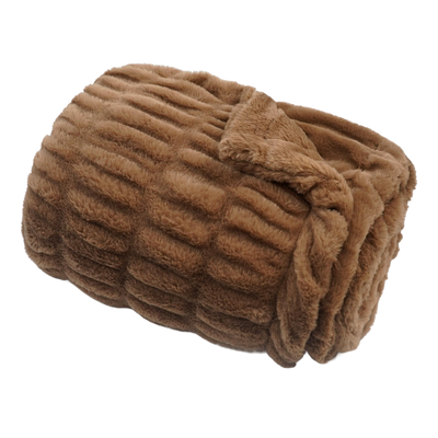 Throw Blanket | Ruched Faux Fur - 50x60 - Brown — Default Title