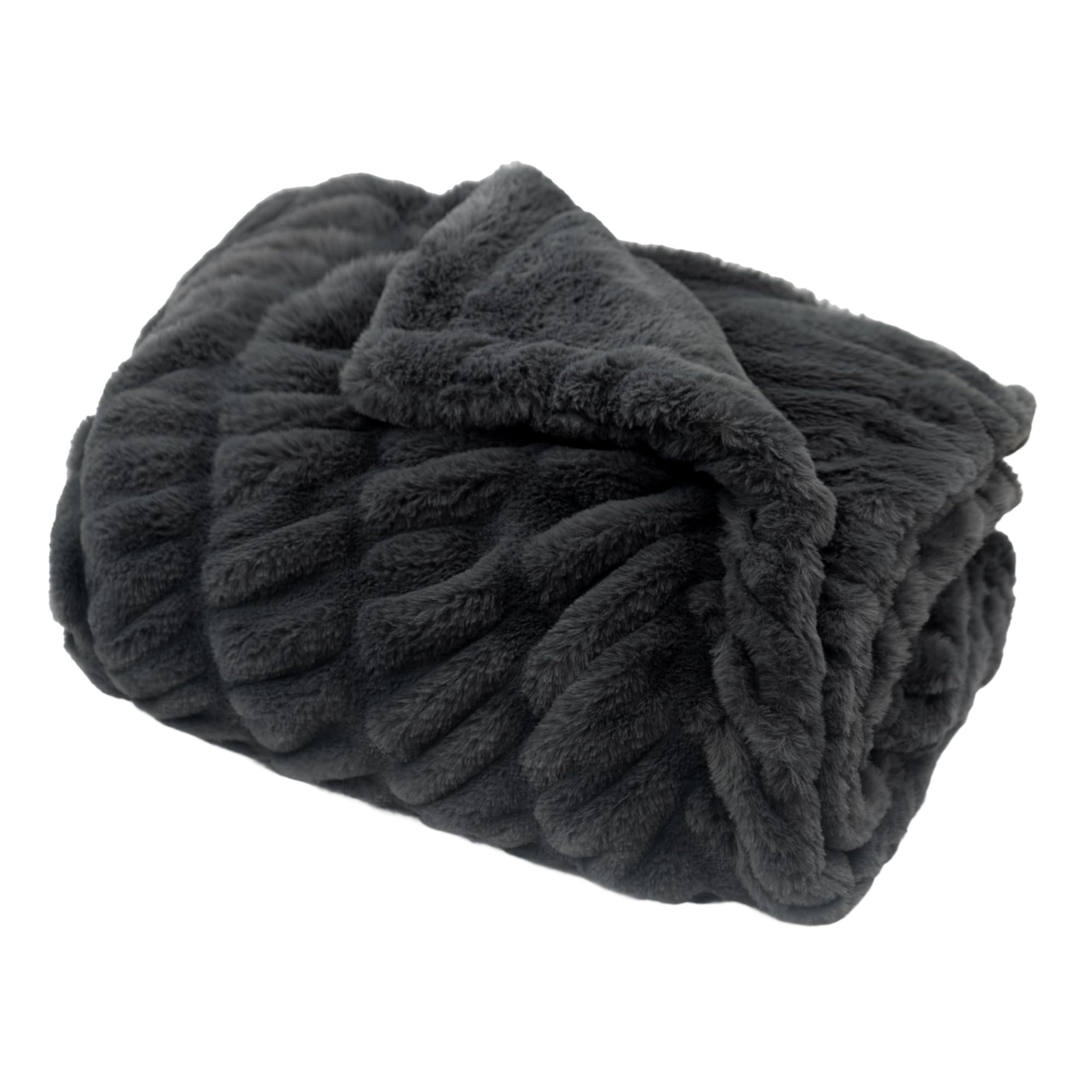 Throw Blanket | Ruched Faux Fur - 50x60 - Gray 