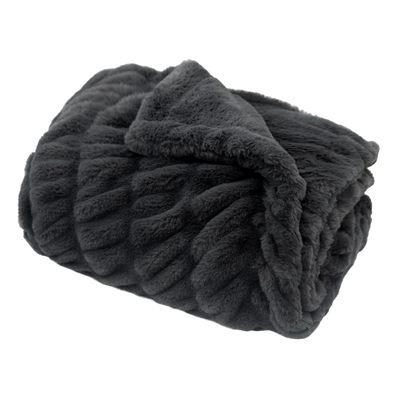 Throw Blanket | Ruched Faux Fur - 50x60 - Gray — Default Title