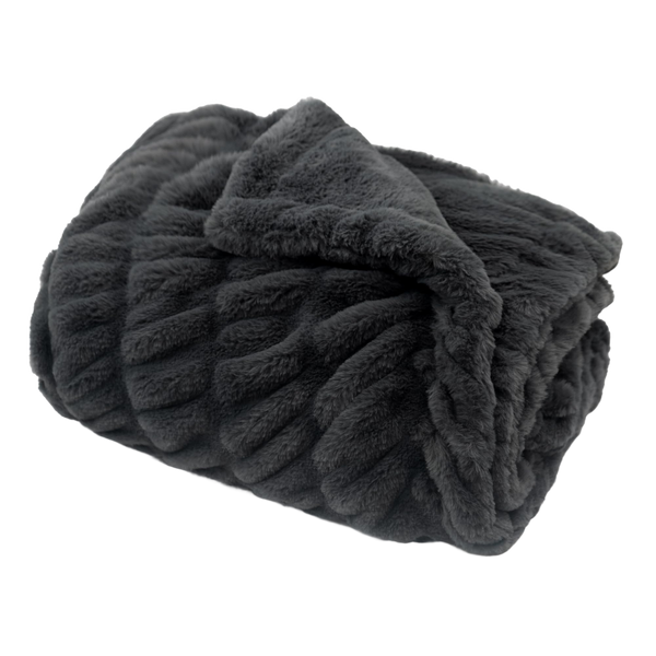 Throw Blanket | Ruched Faux Fur - 50x60 - Gray