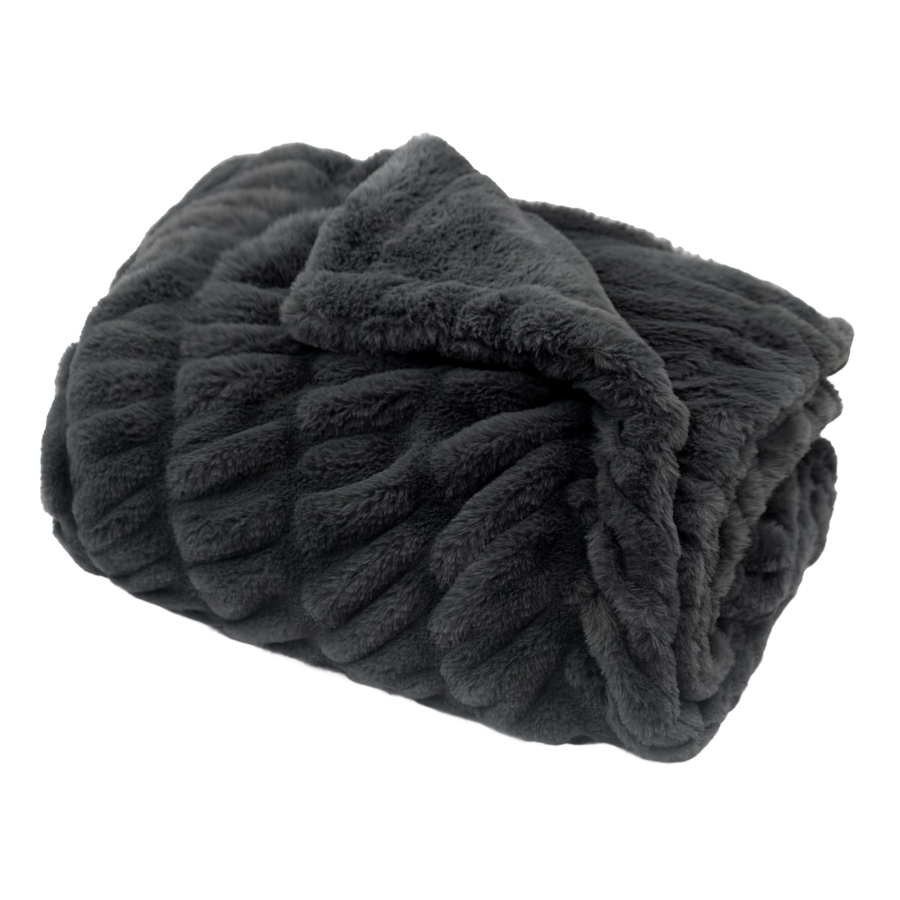 Throw Blanket | Ruched Faux Fur - 50x60 - Gray #flat