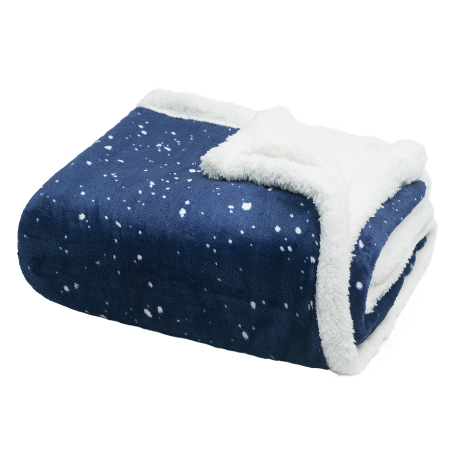 Throw Blanket | Fleece & Sherpa - Reversible - Speckle Pattern #flat