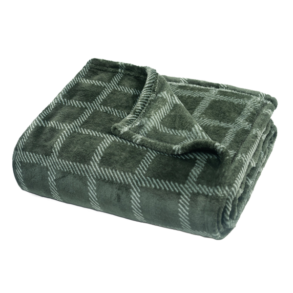 Throw Blanket | Printed Fleece - Modern Dash Windowpane Design