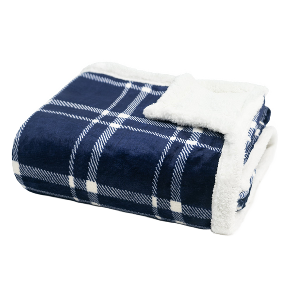 Throw Blanket | Fleece & Sherpa - Classic Tattersall Plaid