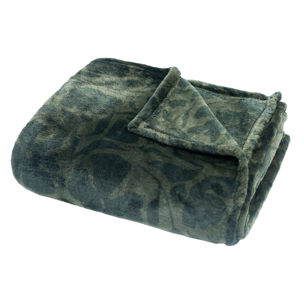 Throw Blanket | Printed Fleece - Botanical Floral Design