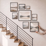Hanging the last unmatted 8x10 to complete the stair-step cluster