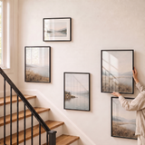 Hanging an unmatted 12x18 to complete the open stairway arrangement 