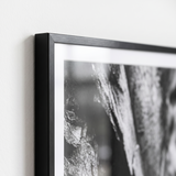 Close detail of the brushed aluminium profile and slim 11x17 white mat 