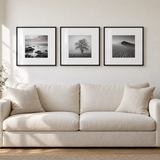 Wide Mat Trio 20x20 — Black · 3 Frames — styled on the wall