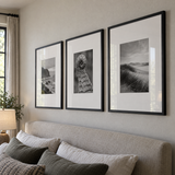 Wide Mat Trio 24x30 — Black · 3 Frames — angled view showing frame depth and glass