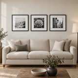 Wide Mat Trio 18x18 — Black · 3 Frames — styled on the wall