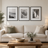 Wide Mat Trio 20x26 — Black · 3 Frames — styled on the wall