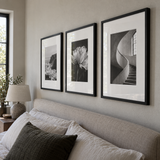 Wide Mat Trio 20x26 — Black · 3 Frames — angled view showing frame depth and glass
