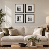 Wide Mat Quad 14x14 — Black · 4 Frames — styled on the wall