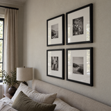 Wide Mat Quad 14x14 — Black · 4 Frames — angled view showing frame depth and glass