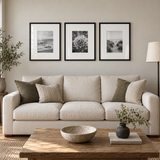 Wide Mat Trio 16x20 — Black · 3 Frames — styled on the wall