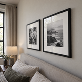 Wide Mat Pair 18x18 — Black · 2 Frames — angled view showing frame depth and glass