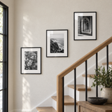 Minimal Stairway Trio (11x14) — Black · 3 Frames — styled on the wall