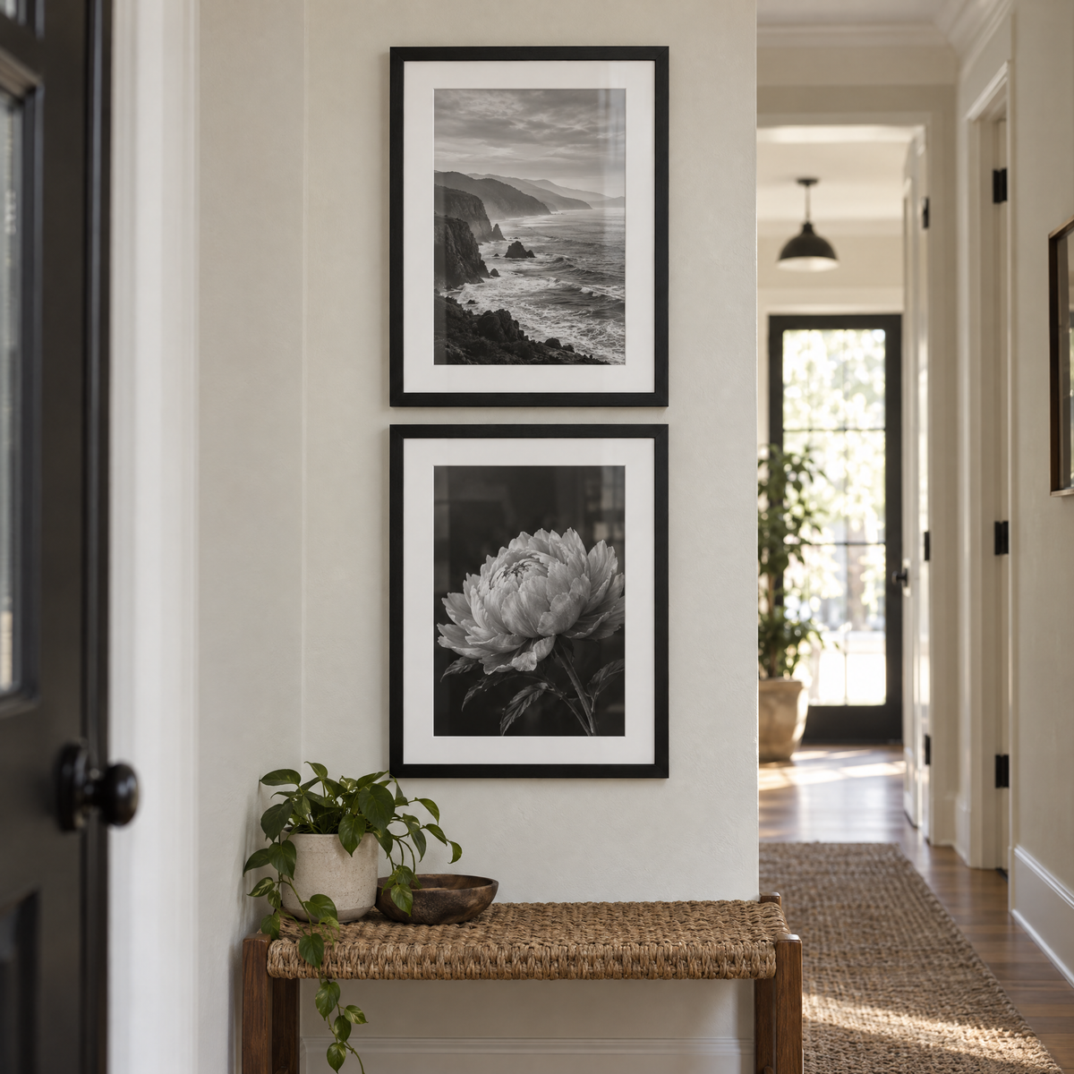 Hall Pair — Black · 2 Frames — styled on the wall