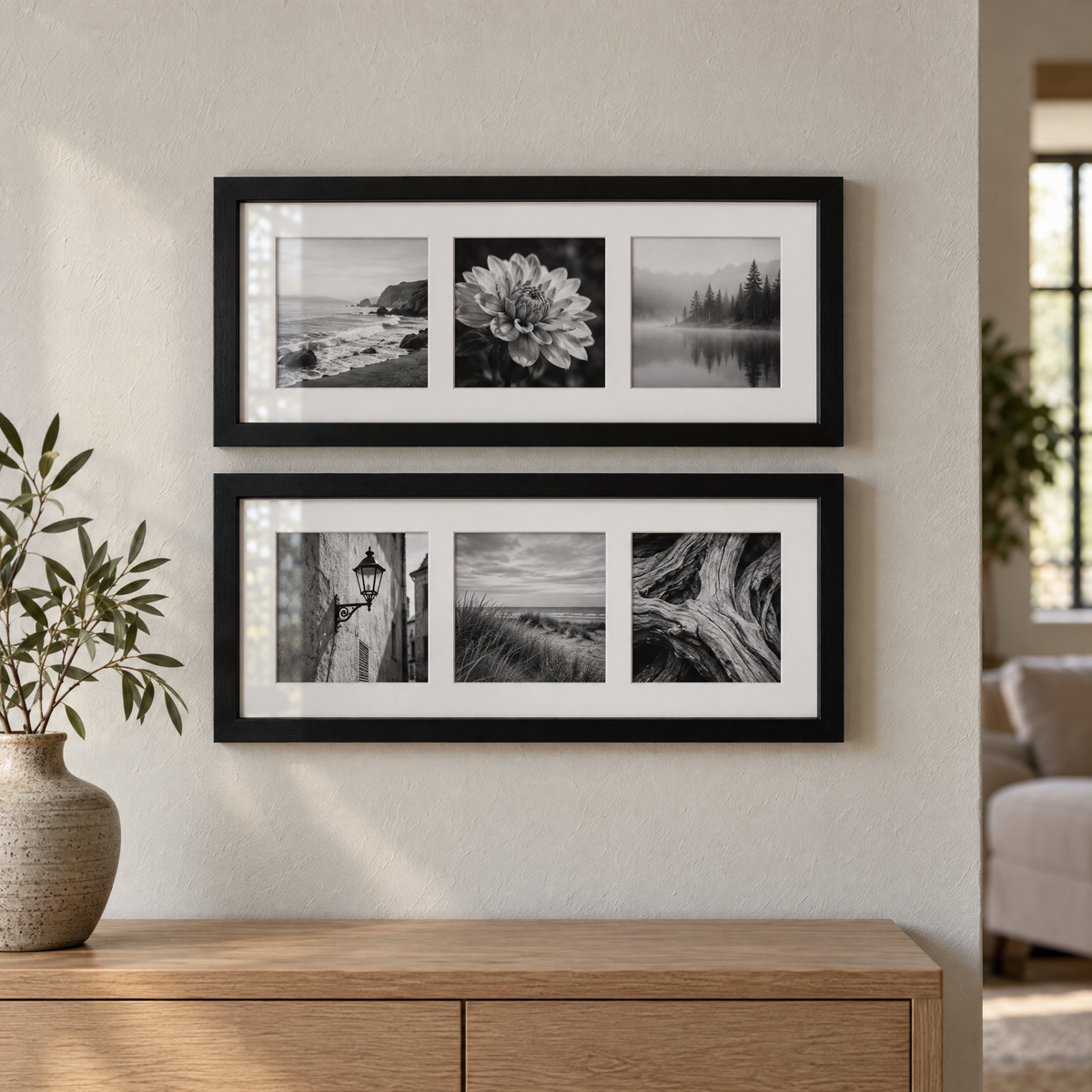 Collage Duo — Black · 2 Frames — styled on the wall