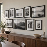 Anchored Sofa Gallery — Black · 9 Frames — angled view showing frame depth and glass