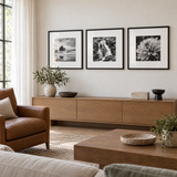 Wide Mat Trio 20x20 — Black · 3 Frames — styled in a bright living room