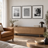 Wide Mat Trio 20x26 — Black · 3 Frames — styled in a bright living room
