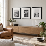 Wide Mat Trio 16x20 — Black · 3 Frames — styled in a bright living room