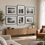 Stair-Step Sofa Gallery — Black · 6 Frames — styled in a bright living room