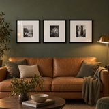 Wide Mat Trio 14x14 — Black · 3 Frames — styled in a warm evening room