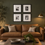Wide Mat Quad 14x14 — Black · 4 Frames — styled in a warm evening room