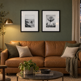 Wide Mat Pair 16x20 — Black · 2 Frames — styled in a warm evening room