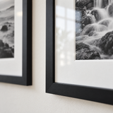 Wide Mat Quad 20x20 — Black · 4 Frames — close-up of moulding, mat and glass