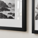 Wide Mat Pair 18x18 — Black · 2 Frames — close-up of moulding, mat and glass