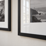 Wide Mat Trio 14x14 — Black · 3 Frames — close-up of moulding, mat and glass