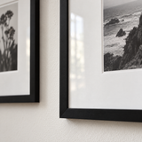 Wide Mat Quad 14x14 — Black · 4 Frames — close-up of moulding, mat and glass