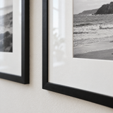 Wide Mat Pair 16x20 — Black · 2 Frames — close-up of moulding, mat and glass
