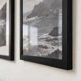Statement Poster Trio — Black · 3 Oversized Frames — close-up of moulding and glass