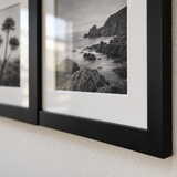 Collage Duo — Black · 2 Frames — close-up of moulding, mat and glass