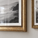 Warm Collected Gallery — Black, Walnut & Gold · 8 Frames — close-up of the gold Heirloom moulding and glass