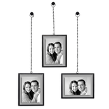 Americanflat 4x6 Floating Picture Frames with Chain | Set of 3 | Black
