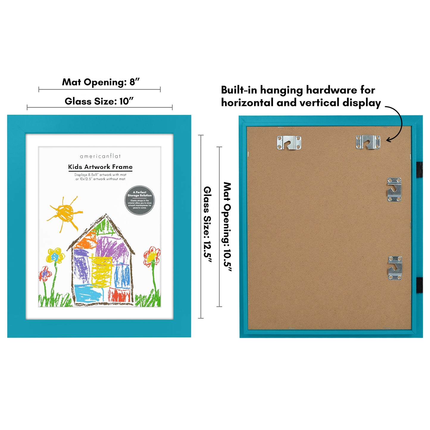 Kids Art Frame | 10x12.5 with mat | Holds up to 100 Artworks - Americanflat