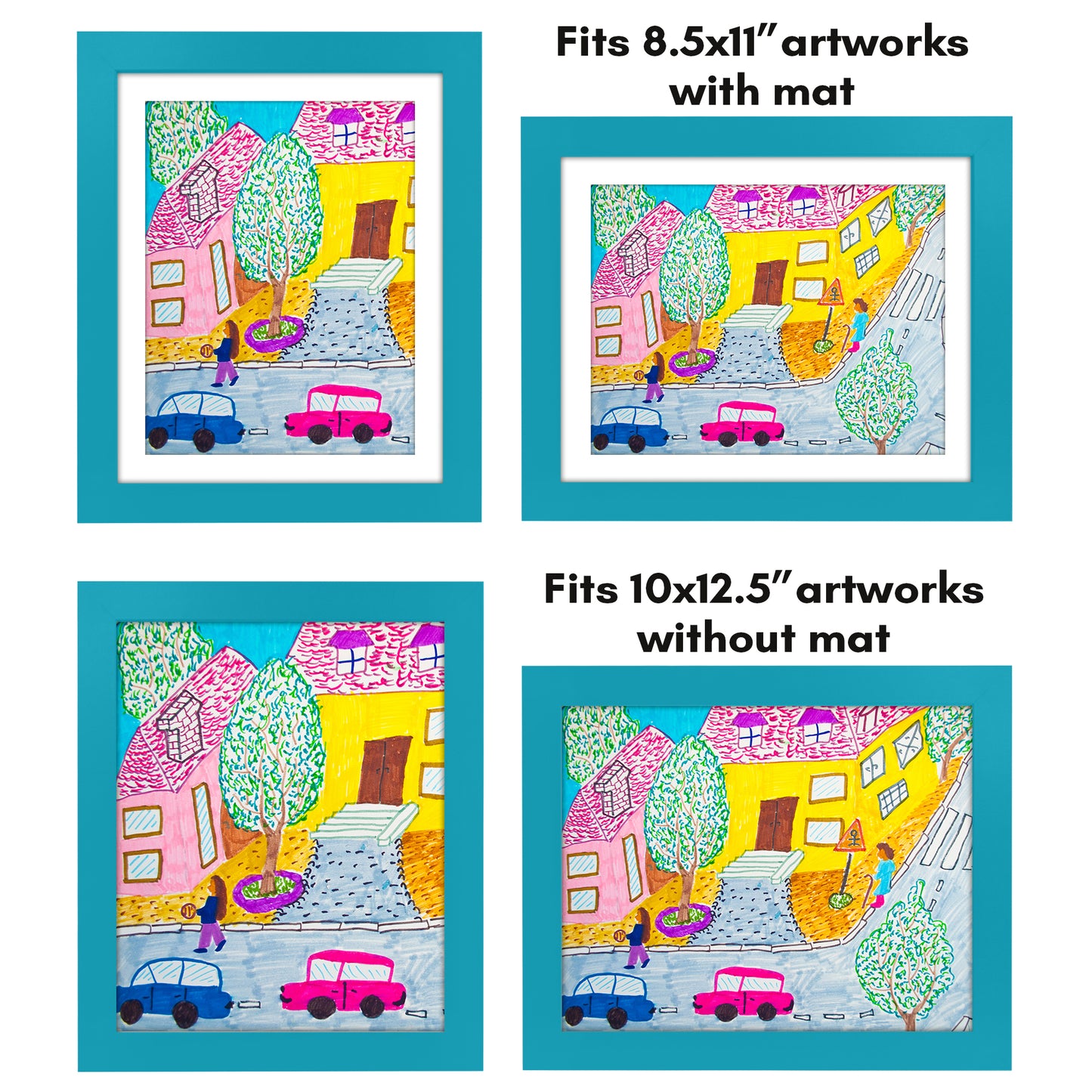 Kids Art Frame | 10x12.5 with mat | Holds up to 100 Artworks - Americanflat