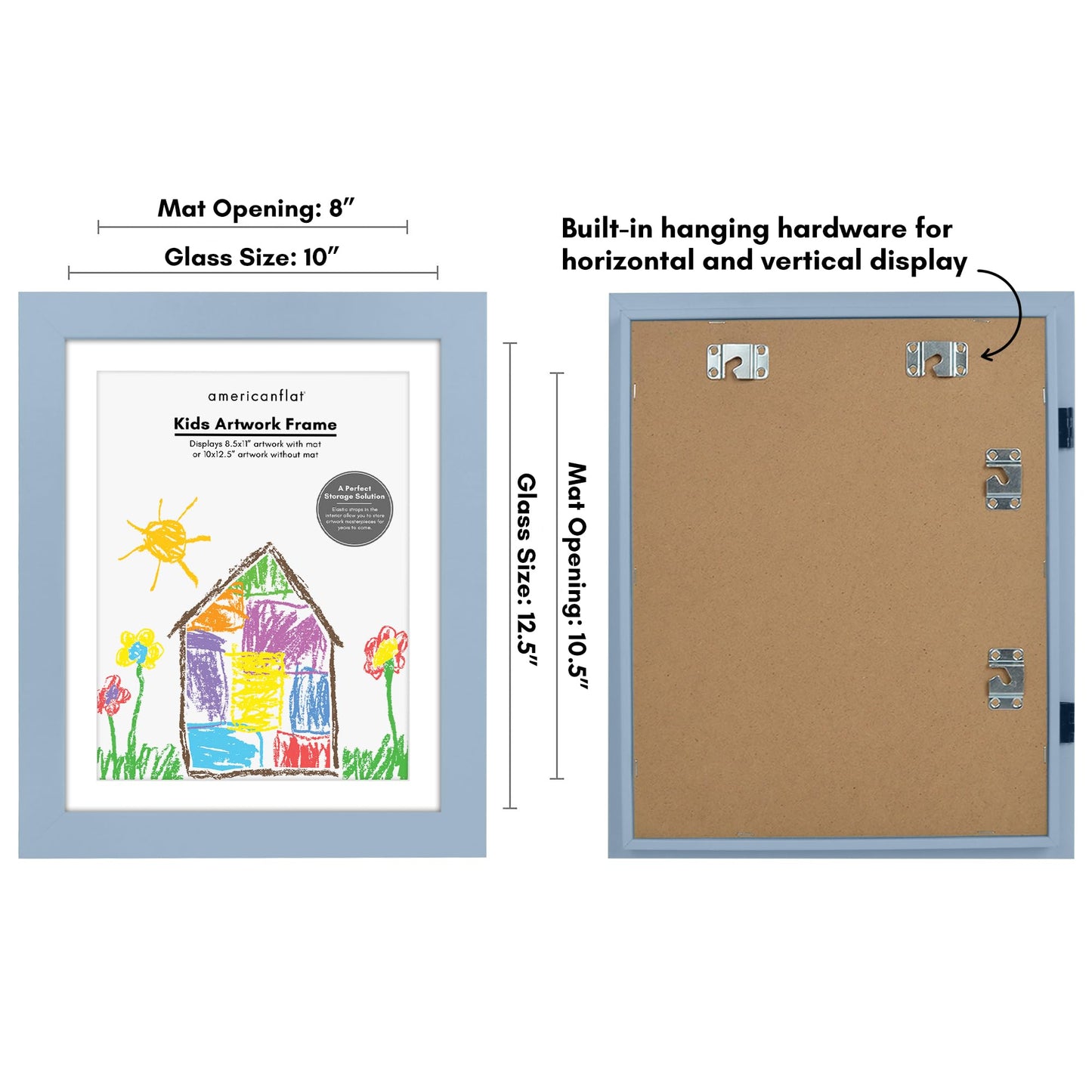 Kids Art Frame | 10x12.5 with mat | Holds up to 100 Artworks - Americanflat