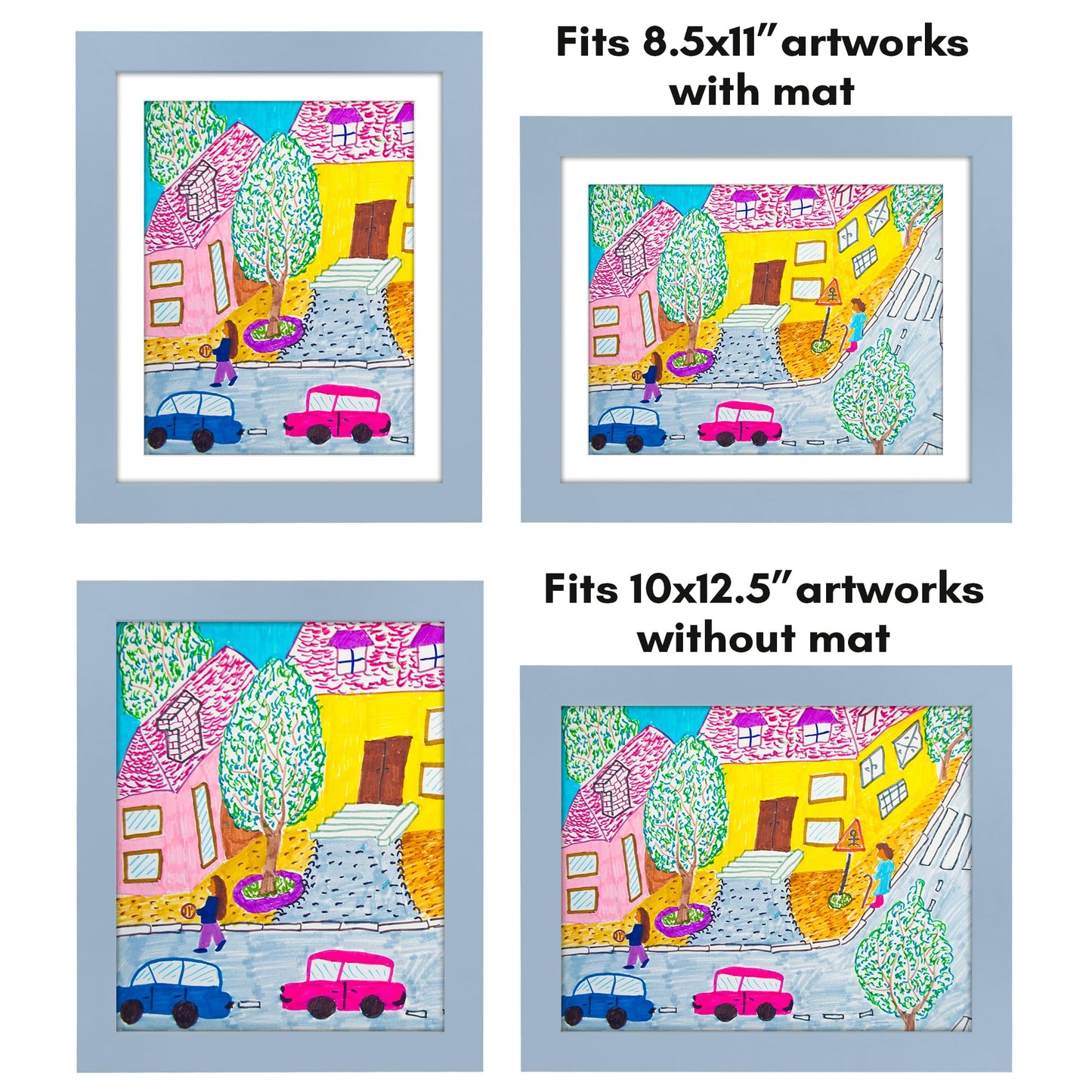 Kids Art Frame | 10x12.5 with mat | Holds up to 100 Artworks - Americanflat