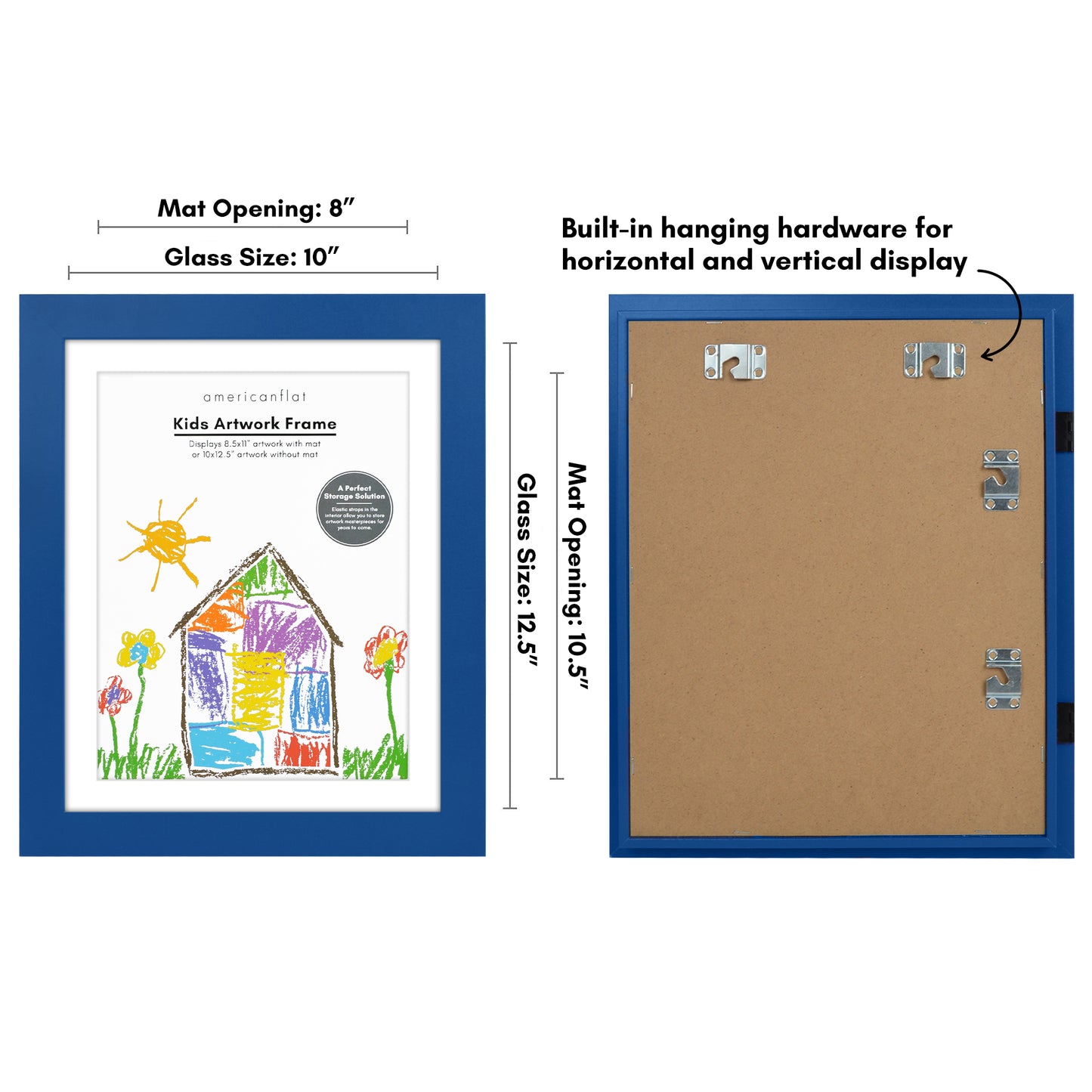 Kids Art Frame | 10x12.5 with mat | Holds up to 100 Artworks - Americanflat